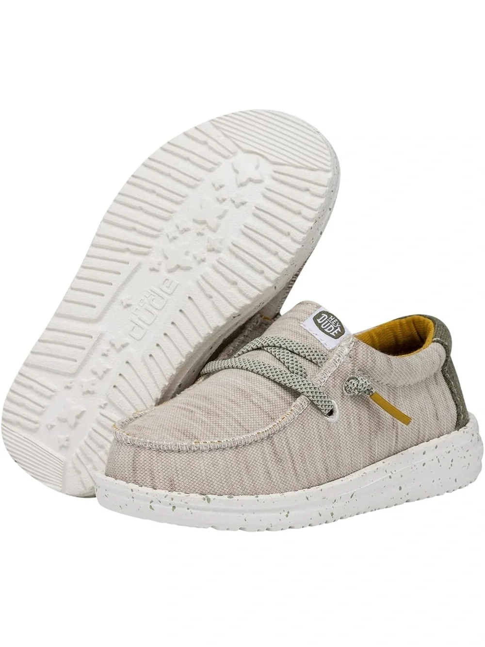 Hey Dude Kids Beige Moccasins with Yellow Lining